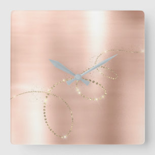 Roos Skinny Crystals, bevroren Glass Infinity Copp Vierkante Klok