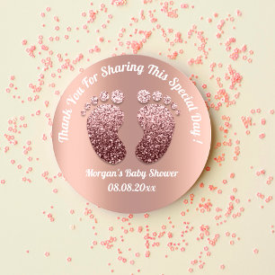 Roos Skinny Feet Baby shower Favor Dank je Ronde Sticker