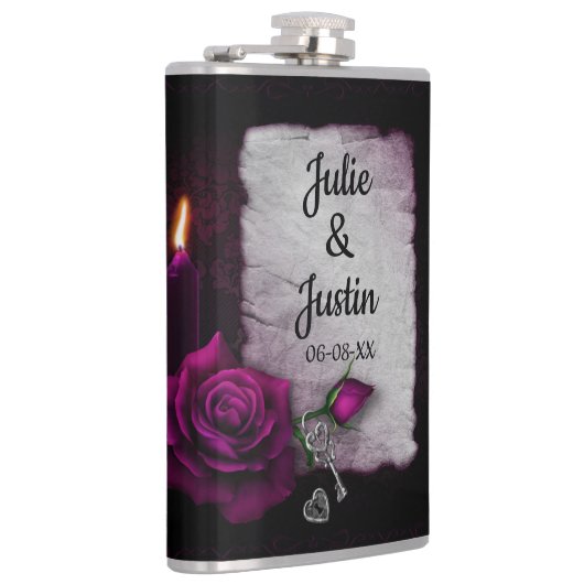 Roos, sleutel en hart heupfles (Rechts)