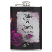 Roos, sleutel en hart heupfles (Voorkant)