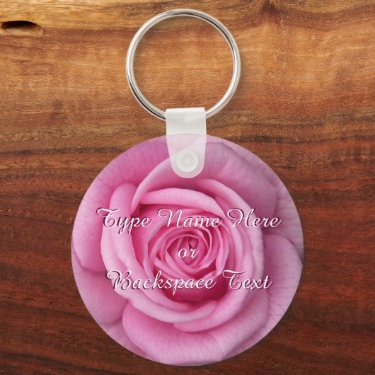 Roos Sleutelhangers Peprsonalized Pink Rose Sleute (Voorkant)