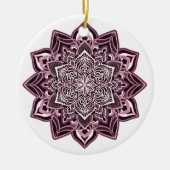 Roos Sneeuwvlok op wit Keramisch Ornament (Voorkant)