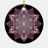 Roos Sneeuwvlok op zwart Keramisch Ornament (Voorkant)