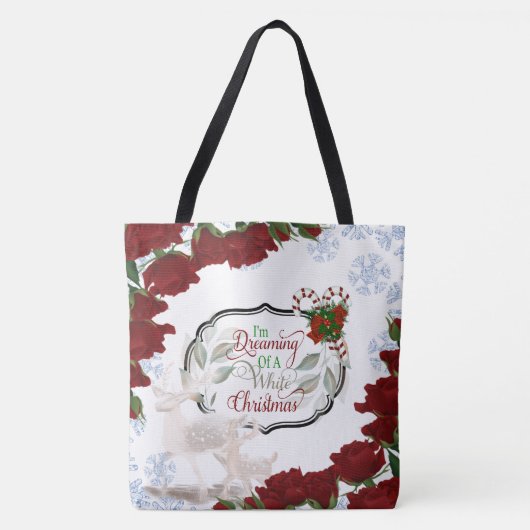 Roos Snowflake Dreaming van een witte kersttoon Tote Bag (Voorkant)