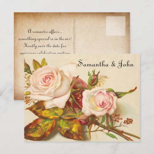  Roos sparen de Datum Aankondigingskaart (Voorkant / Achterkant)