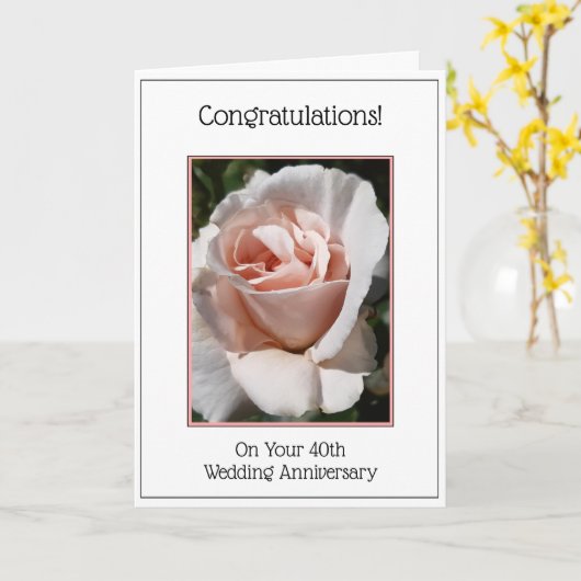Roos Specialized 40th Wedding Jubileum Kaart (Gele Bloem)