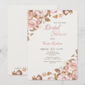 Roos Splendor Bruids Douche Uitnodiging (Voorkant / Achterkant)