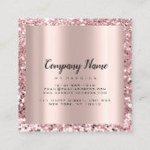 Roos Square Glitter Makeup Beauty Salon VIP Afsprakenkaartje (Achterkant)