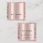 Roos Square Glitter Makeup Blogger Lasht Roze Afsprakenkaartje (Voorkant / Achterkant)