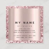 Roos Square Glitter Makeup Blogger Lasht Roze Afsprakenkaartje (Achterkant)
