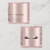 Roos Square Glitter Makeup Lashes VIP Logo Afsprakenkaartje (Voorkant / Achterkant)