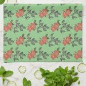  Roos Stem op groene keukenhanddoek (Gevouwen)