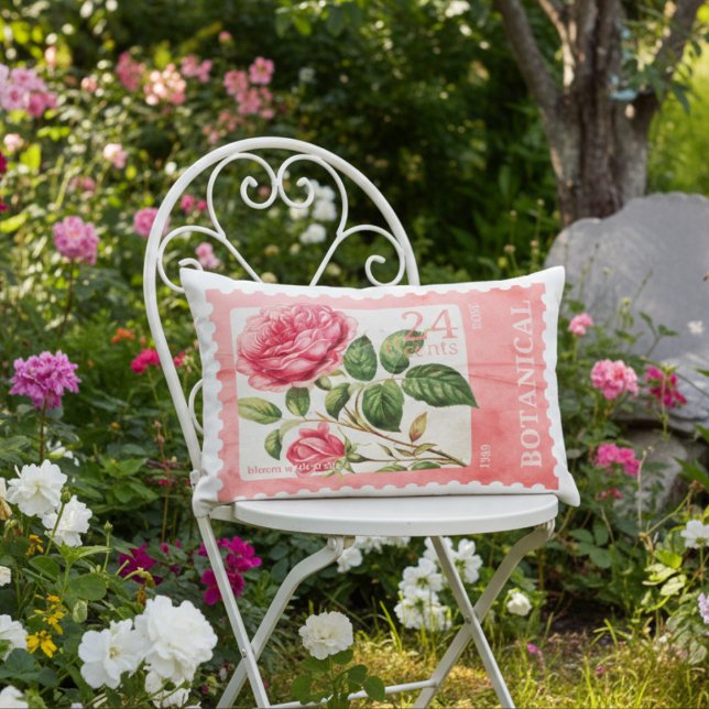 Roos stempel romantisch botanisch accentkussen accent kussen (Creator heeft geüpload)