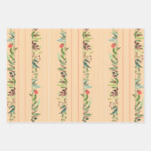 Roos Stems en Border Stripe Assorted Wrapping Inpakpapier Vel (Voorkant)