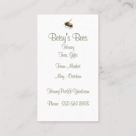 Roos Stengels en Honing Bijen Visitekaartje (Achterkant)