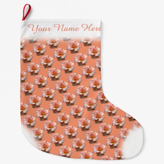 Roos Stocking Peach Roos Kerstmis Stocking Custom Grote Kerstsok (Voorkant)