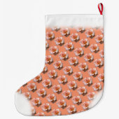 Roos Stocking Peach Roos Kerstmis Stocking Custom Grote Kerstsok (Achterkant)