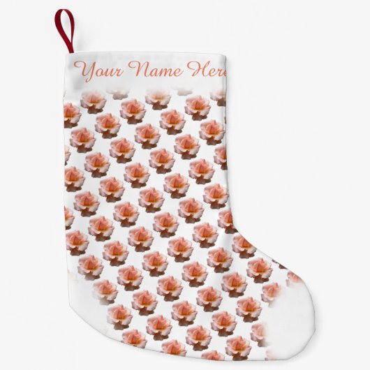 Roos Stocking Peach Roos Kerstmis Stocking Custom Kleine Kerstsok (Voorkant)