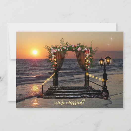 Roos strandstrand na uitnodiging foto bruiloft (Voorkant)