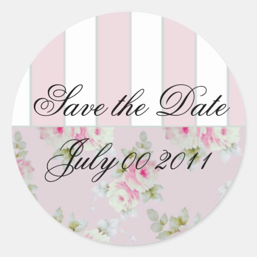 Roos & Streep_Roze Envelopzegel Ronde Sticker (Voorkant)