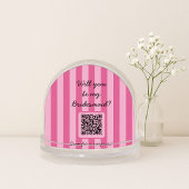 Roos Stripe Bruidsmeisje Voorstel Foto Confetti Sneeuwbol