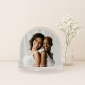 Roos Stripe Bruidsmeisje Voorstel Foto Confetti Sneeuwbol