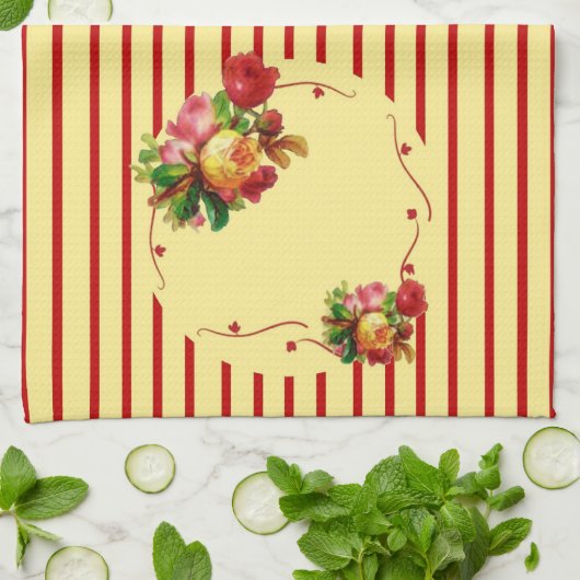 Roos Stripe Kitchen Towel Theedoek (Gevouwen)