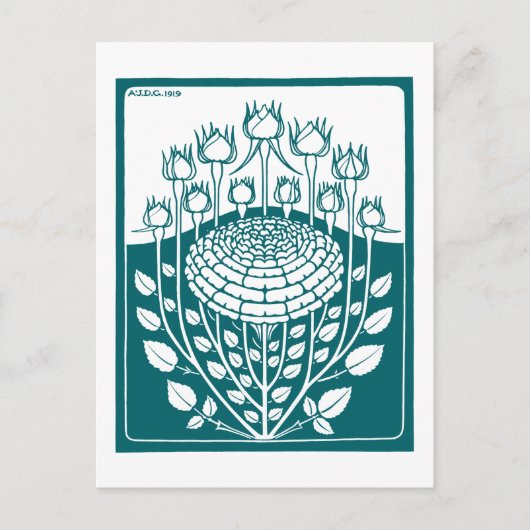 Roos Struik (1919) van Julie de Graag  Woodcut Briefkaart (Voorkant)