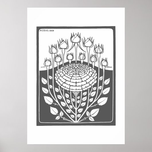 Roos Struik (1919) van Julie de Graag  Woodcut Poster (Voorkant)