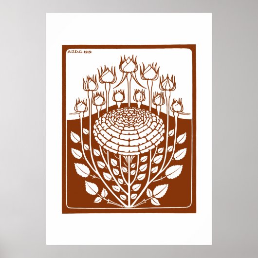Roos Struik (1919) van Julie de Graag Woodcut Poster (Voorkant)