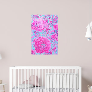 Roos  Struik-Retro roze & blauw Poster