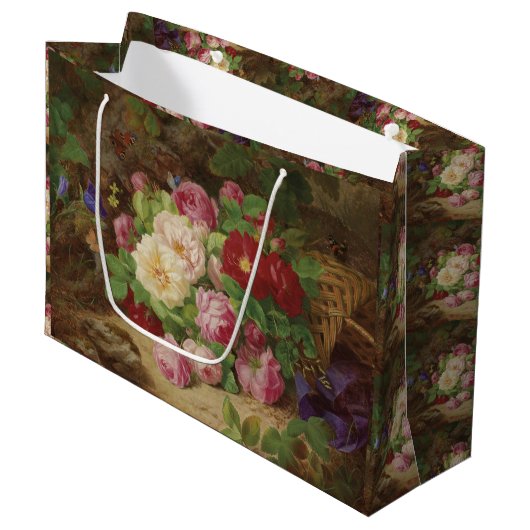 Roos stuk op de bosvloer met vlinders groot cadeauzakje (Voorkant Gekanteld)