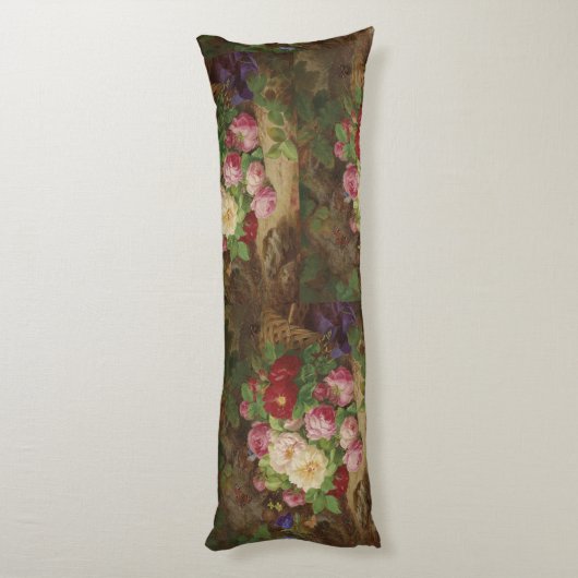 Roos stuk op de bosvloer met vlinders lichaamskussen (Achterkant (Verticaal))