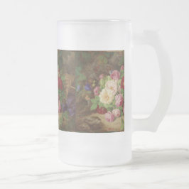 Roos stuk op de bosvloer met vlinders matglas bierpul