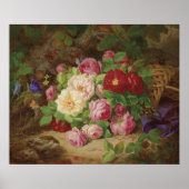 Roos stuk op de bosvloer met vlinders poster (Voorkant)