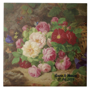 Roos stuk op de bosvloer met vlinders tegeltje