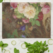 Roos stuk op de bosvloer met vlinders theedoek (Gevouwen)