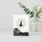 *~* Roos Sun Rays Goddess Black Gold Moon Woman Visitekaartje (Staand voorkant)