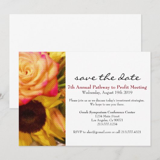 Roos Sunflower Corporate Event Uitnodiging (Voorkant / Achterkant)