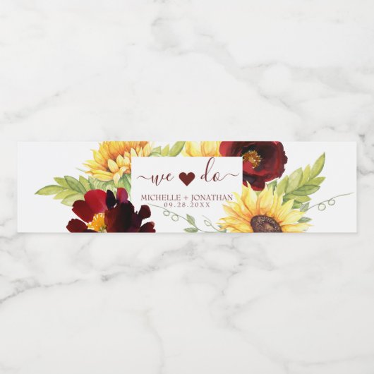 Roos Sunflower Weddenschap Water Fles Beverage Lab Waterfles Etiket (Enkel label)