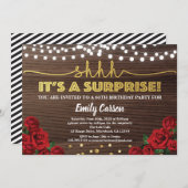 Roos surprise 60ste verjaardagsfeest uitnodiging r (Voorkant / Achterkant)