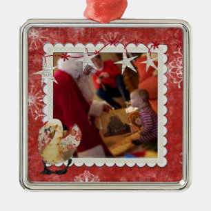 Roos Swan Red Snowflake Fotoversiering Metalen Ornament