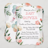 Roos Sweet Floral Baby shower Kaart (Voorkant / Achterkant)