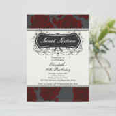 Roos Sweet Sixteen Birthday Uitnodiging (Staand voorkant)