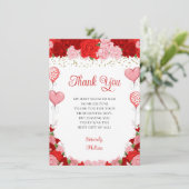 Roos Sweetheart Balloon Valentijn Meisje Baby show Bedankkaart (Staand voorkant)