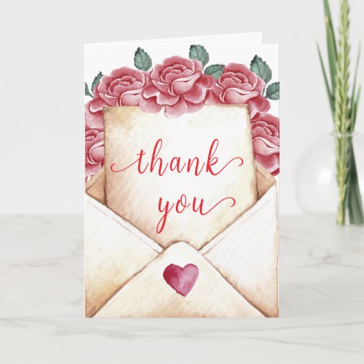  Roos Sweetheart Letter Baby shower Bedankkaart (Voorkant)