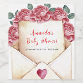  Roos Sweetheart Letter Baby shower Wijn Etiket (Enkel label)