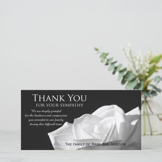 Roos sympathie dank u memorial fotokaart bedankkaart (Staand voorkant)