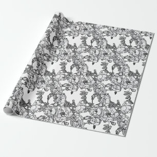Roos Tak Grijs Schaal Cadeaupapier