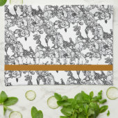 Roos tak grijze schaal Aangepast Theedoek (Gevouwen)